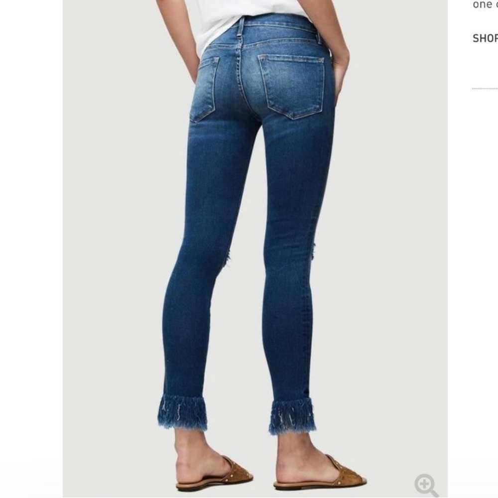 Frame Denim Lambeth Lane Le High Waist Raw Cut Fluff Hem Straight Crop Jeans